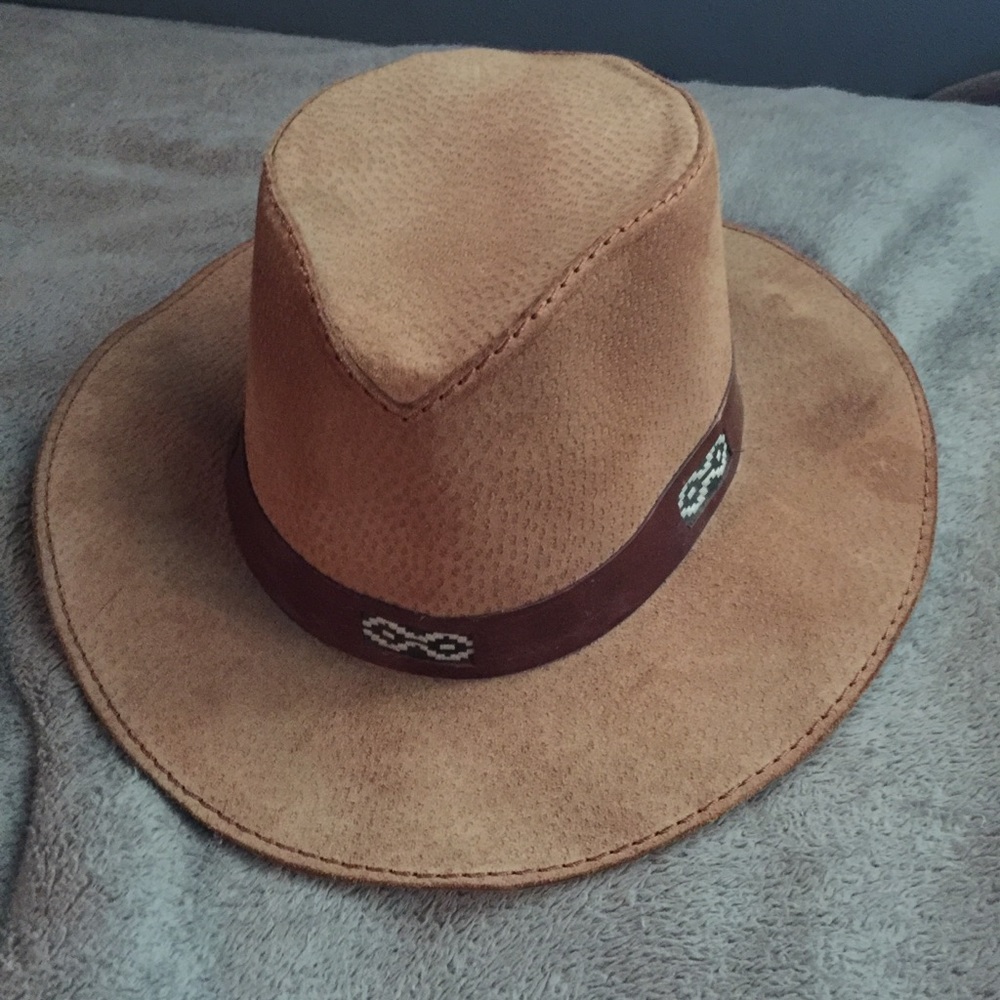 Leather Beaded Vintage Hat
